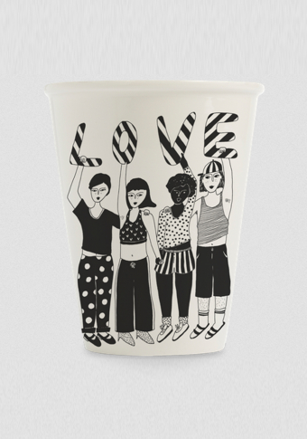 Taza Helen B cerámica ilustrada amor raiado