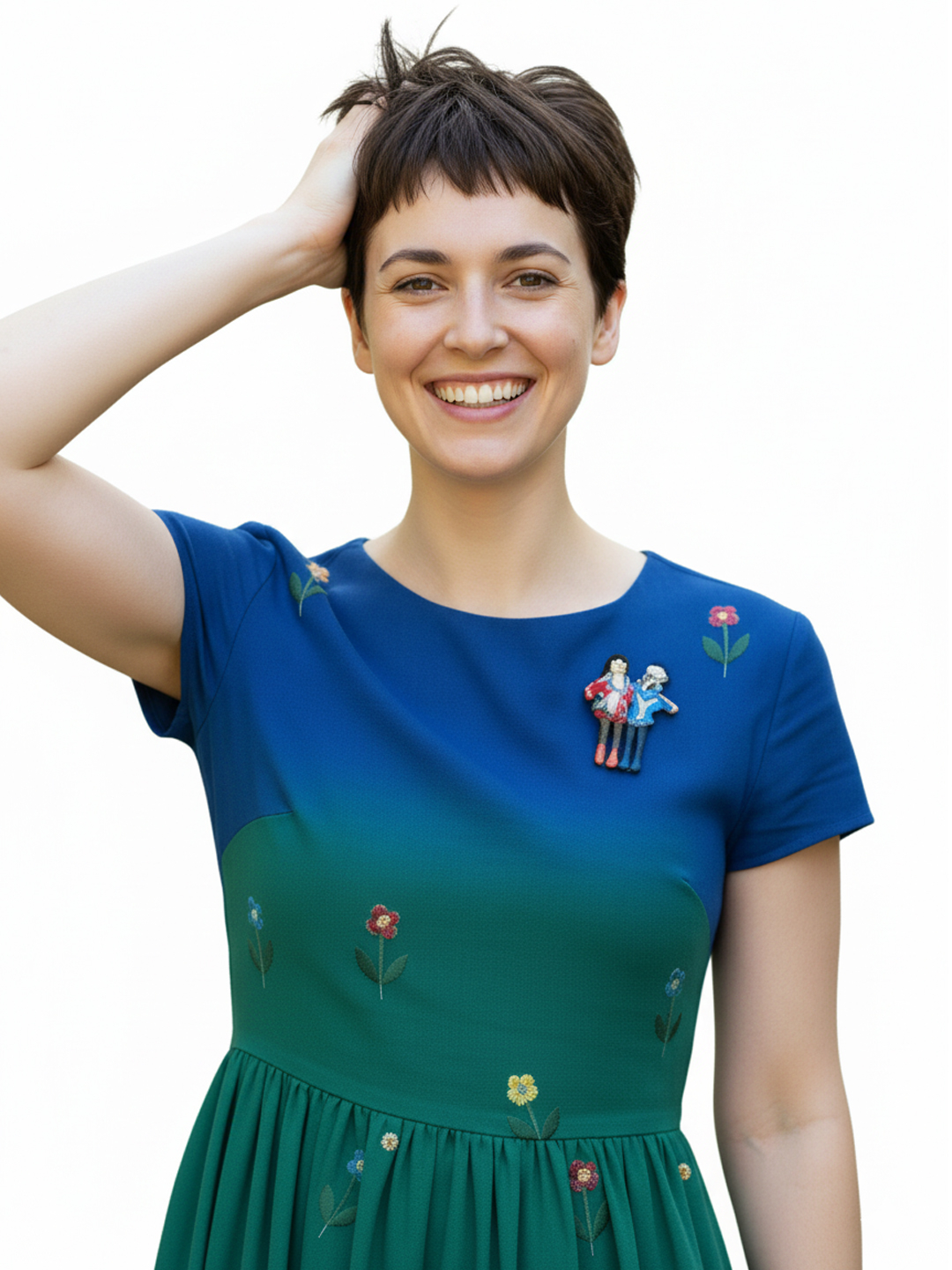 Broche Ana Miguéns "As Marías" vermello, azul