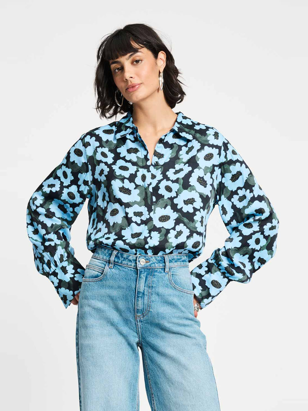 Camisa Pom Amsterdam Wild Flowers Blue