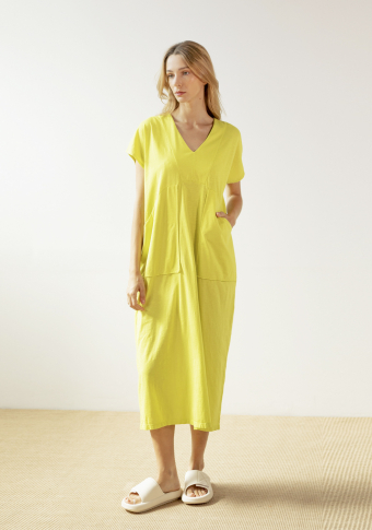 Vestido Pan Producto Básico Amarillo Midi