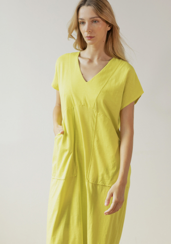Vestido Pan Producto Básico Amarillo Midi