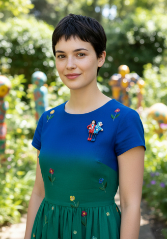 Broche Ana Miguéns "As Marías" vermello, azul