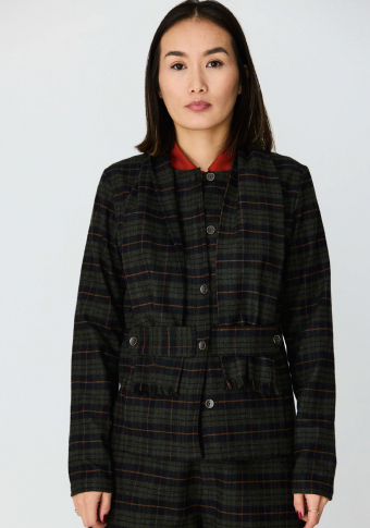 Chaqueta Monica Lavandera Corvinon Tartan Plaid Green