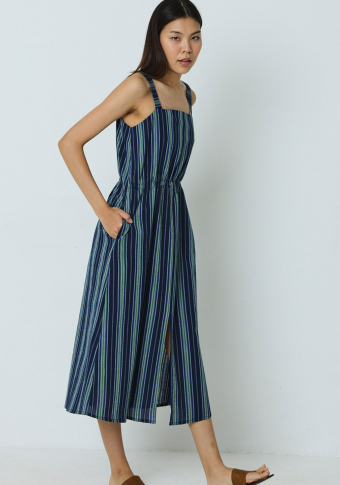 Vestido Mónica Lavandera Verdaccio Blue Stripes