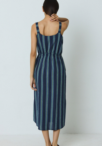 Vestido Mónica Lavandera Verdaccio Blue Stripes