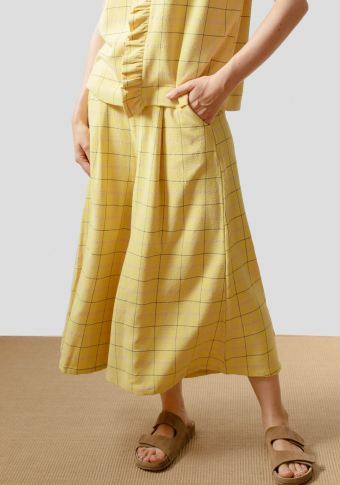 Pantalón Saia Pan Producto Básico Limón Cadros