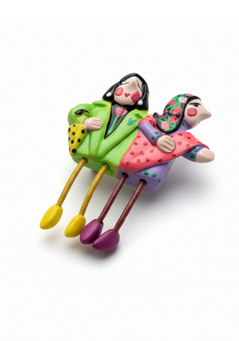 Broche  Ana Miguéns "As Marías" verde lila rosa