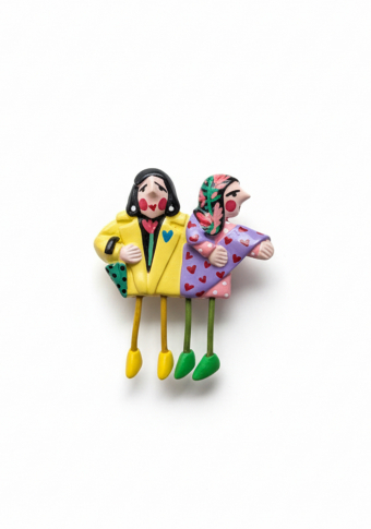 Broche Ana Miguéns "As Marías"amarelo rosa lila