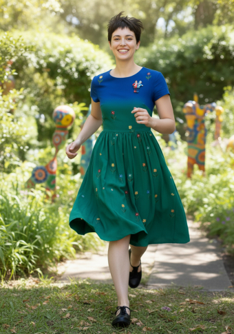 Broche Ana Miguéns "As Marías" vermello, azul