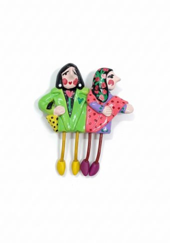 Broche  Ana Miguéns "As Marías" verde lila rosa