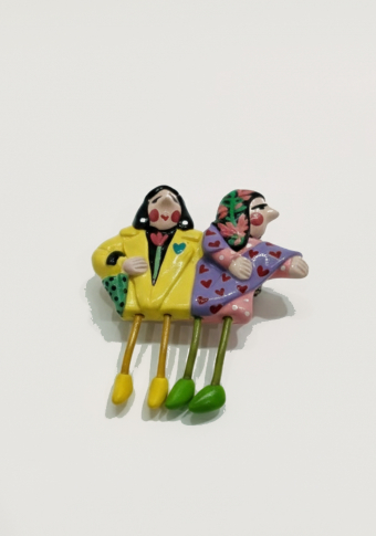 Broche Ana Miguéns "As Marías"amarelo rosa lila