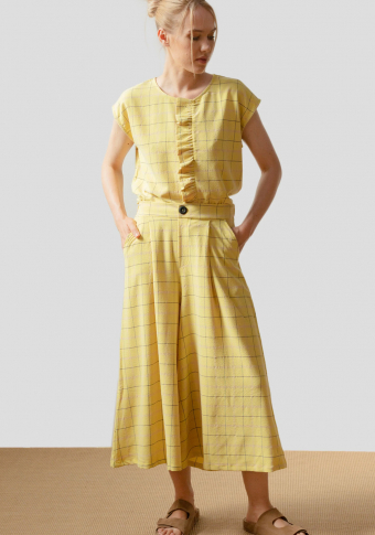 Pantalón Saia Pan Producto Básico Limón Cadros