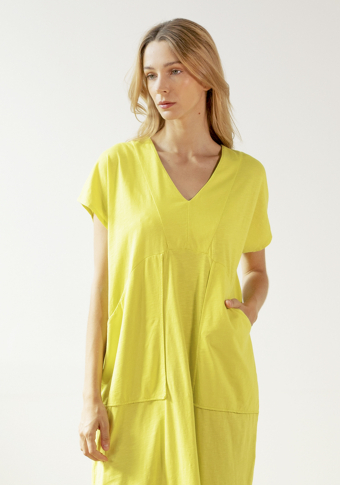 Vestido Pan Producto Básico Amarillo Midi