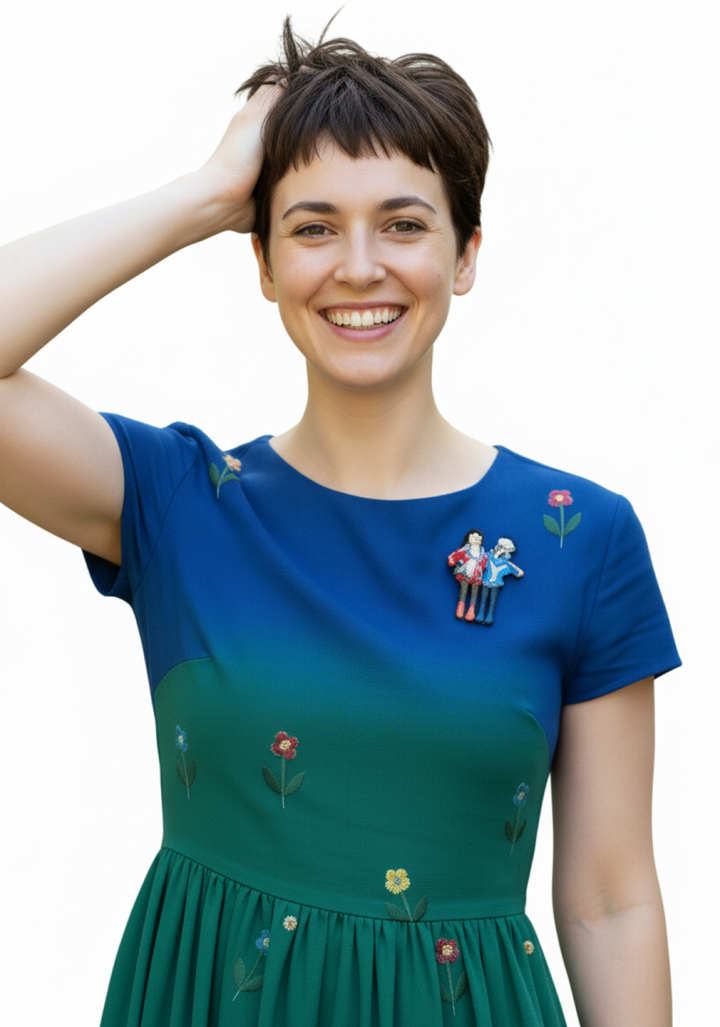 Broche Ana Miguéns "As Marías" vermello, azul