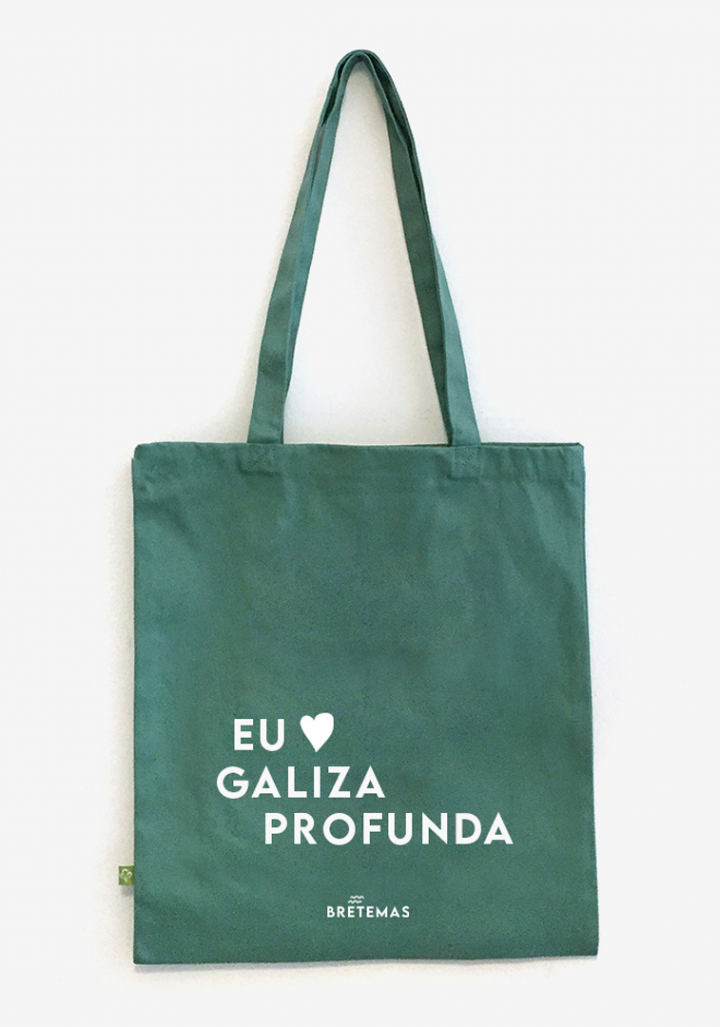 Saca Eu amo Galiza Profunda verde menta algodón orgánico