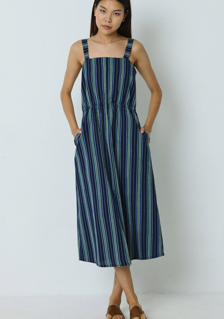 Vestido Mónica Lavandera Verdaccio Blue Stripes