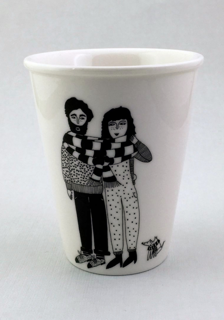 Taza cerámica ilustrada parella bufanda