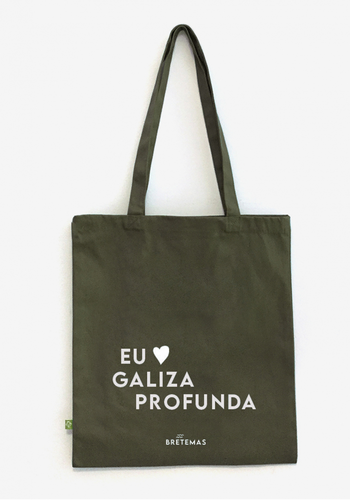 Saca Eu amo Galiza Profunda verde oliva algodón orgánico
