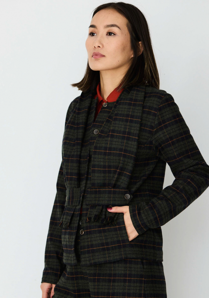 Chaqueta Monica Lavandera Corvinon Tartan Plaid Green