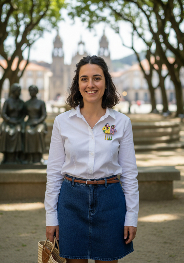 Broche Ana Miguéns "As Marías"amarelo rosa lila